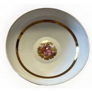 STW Bavaria Germany Fragonard Bowl Courting Couple Yellow Gold Trim 6”